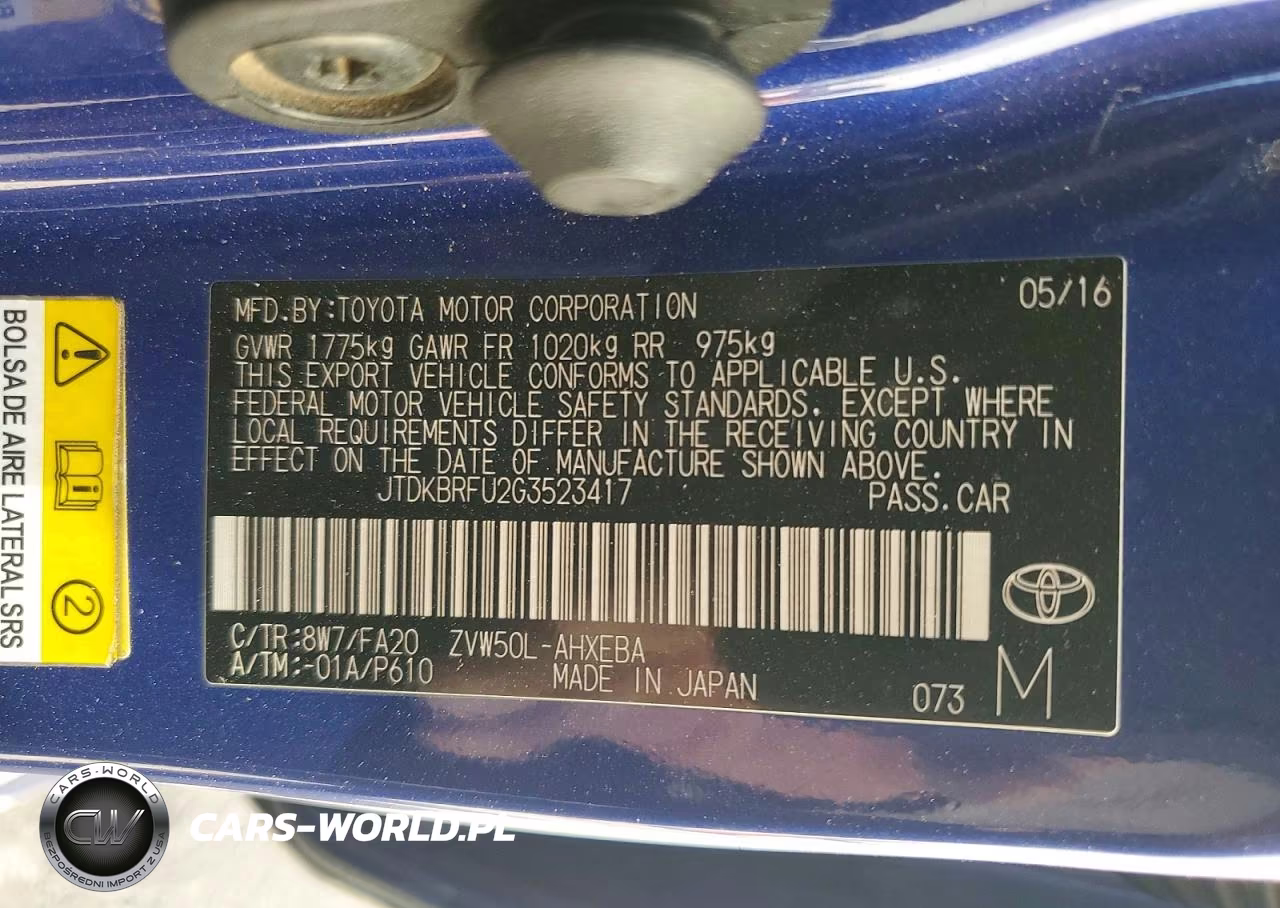 2016 Toyota Prius Two VIN:JTDKBRFU2G3523417 - 12