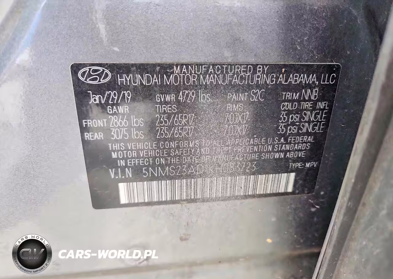 2019 Hyundai Santa Fe Se 2.4L VIN:5NMS23AD1KH083723 - 14