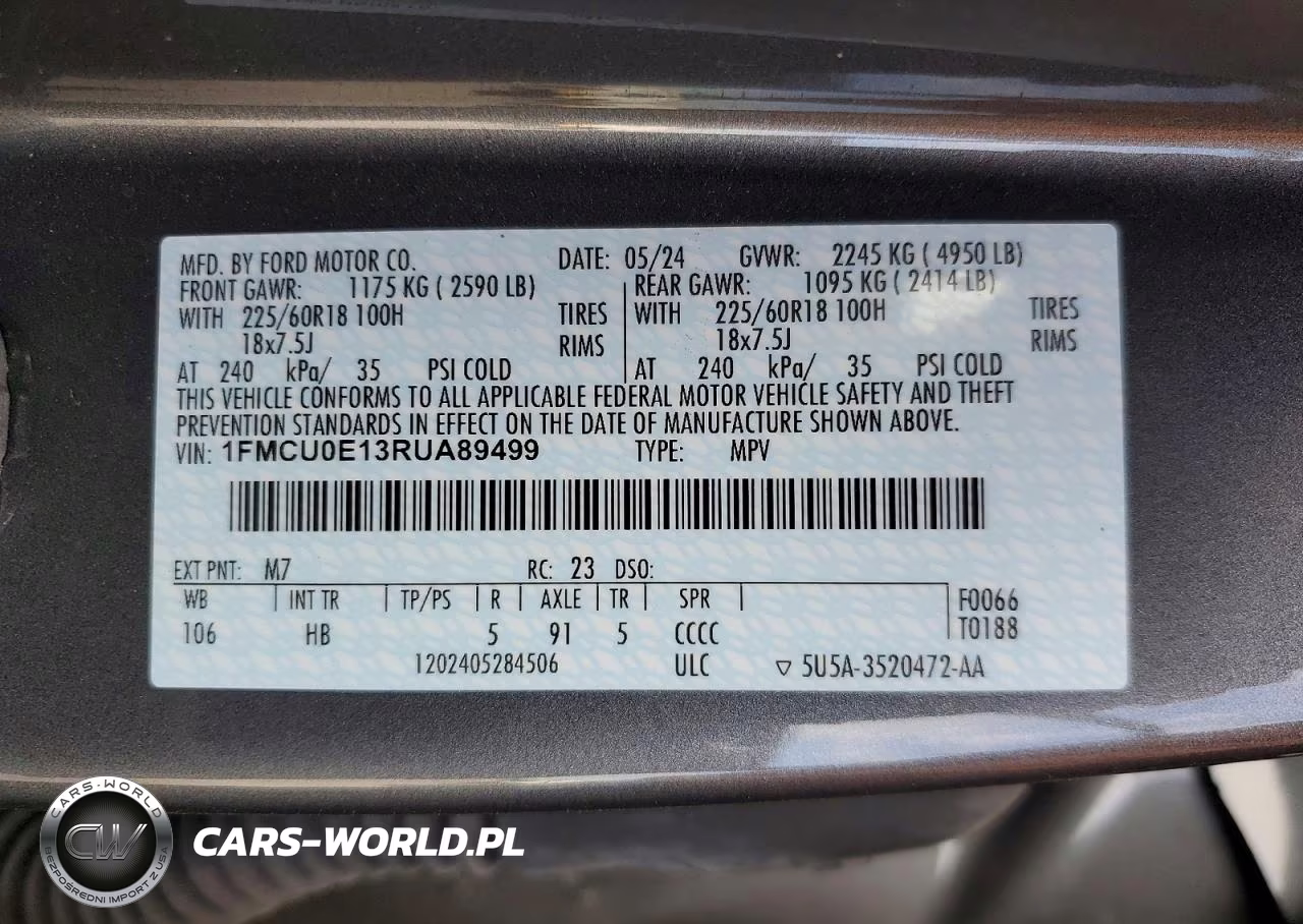 2024 Ford Escape VIN:1FMCU0E13RUA89499 - 13