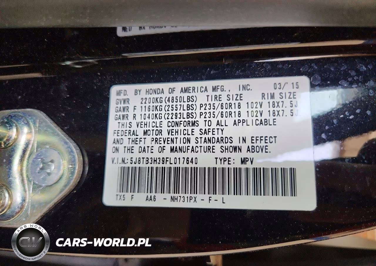 2015 Acura Rdx VIN:5J8TB3H39FL017640 - 14