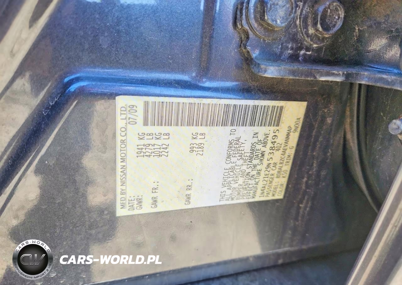 2009 Nissan Altima 2.5 VIN:1N4AL21E29N538495 - 12