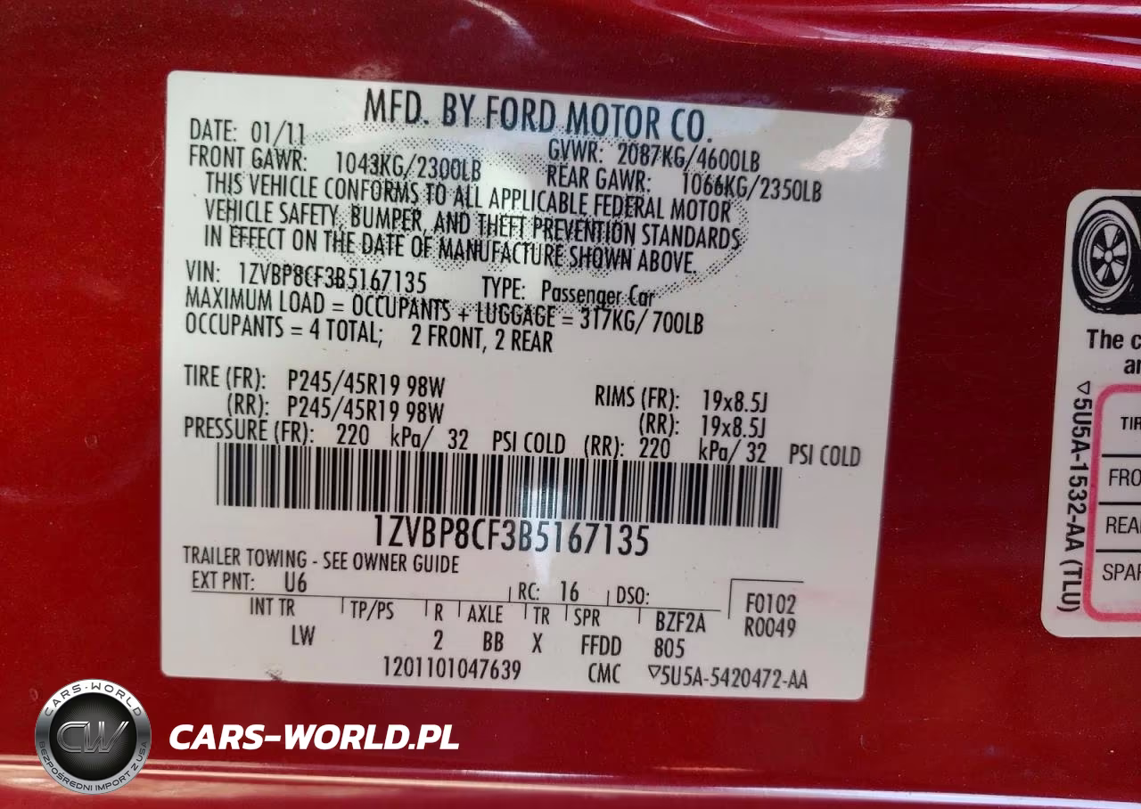 2011 Ford Mustang Gt VIN:1ZVBP8CF3B5167135 - 12