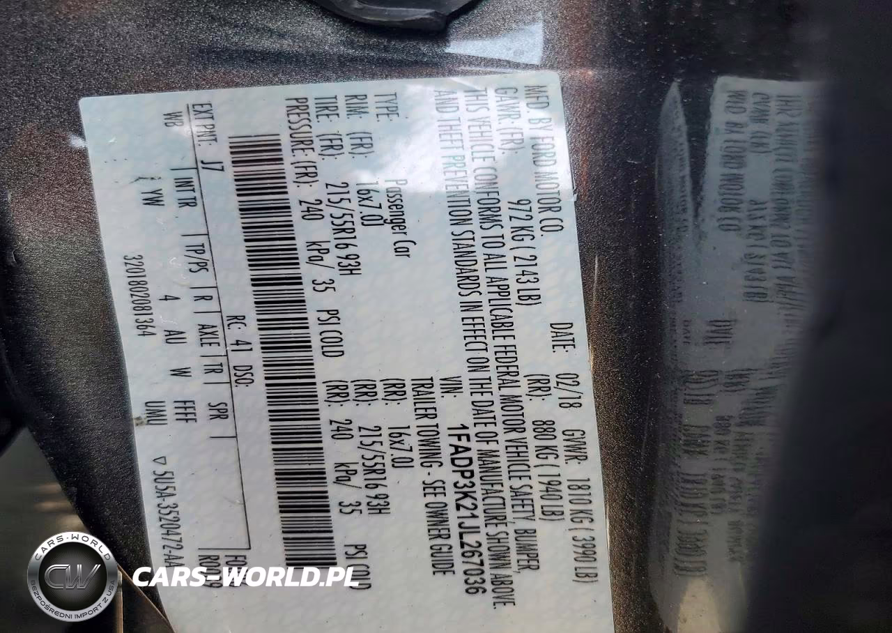 2018 Ford Focus Se VIN:1FADP3K21JL267036 - 12
