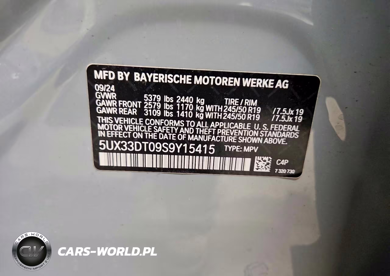 2025 BMW X4 xDrive30I VIN:5UX33DT09S9Y15415 - 12
