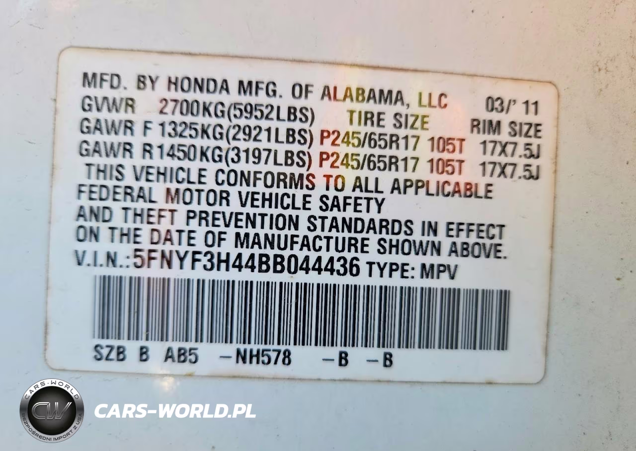 2011 Honda Pilot Ex VIN:5FNYF3H44BB044436 - 14