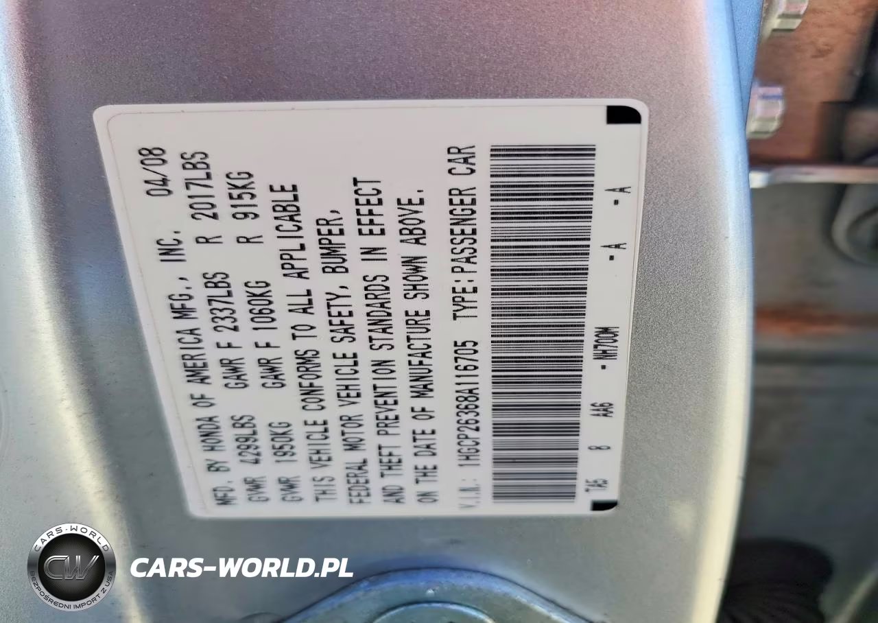 2008 Honda Accord Lx VIN:1HGCP26368A116705 - 12