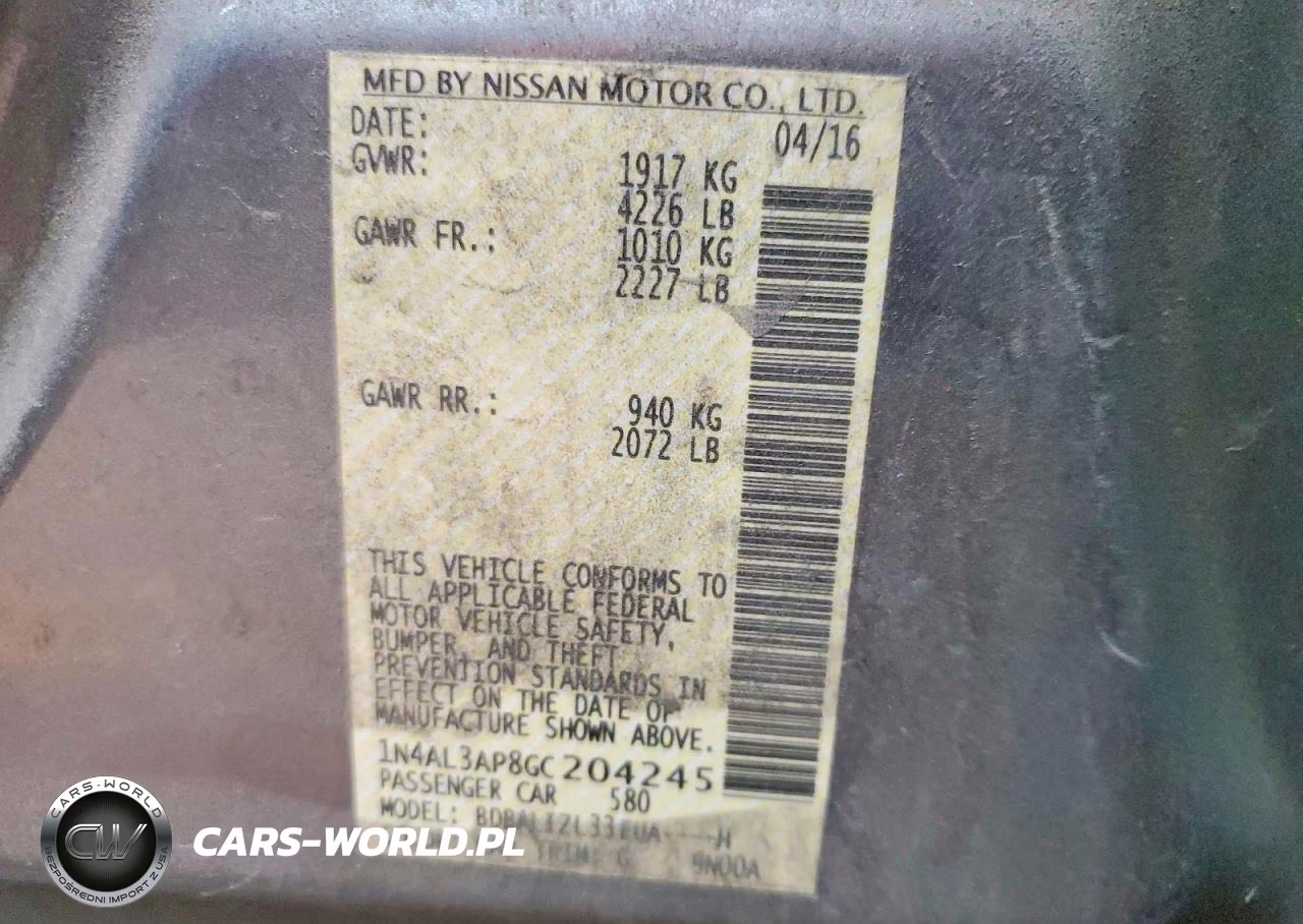 2016 Nissan Altima 2.5 Sv VIN:1N4AL3AP8GC204245 - 12
