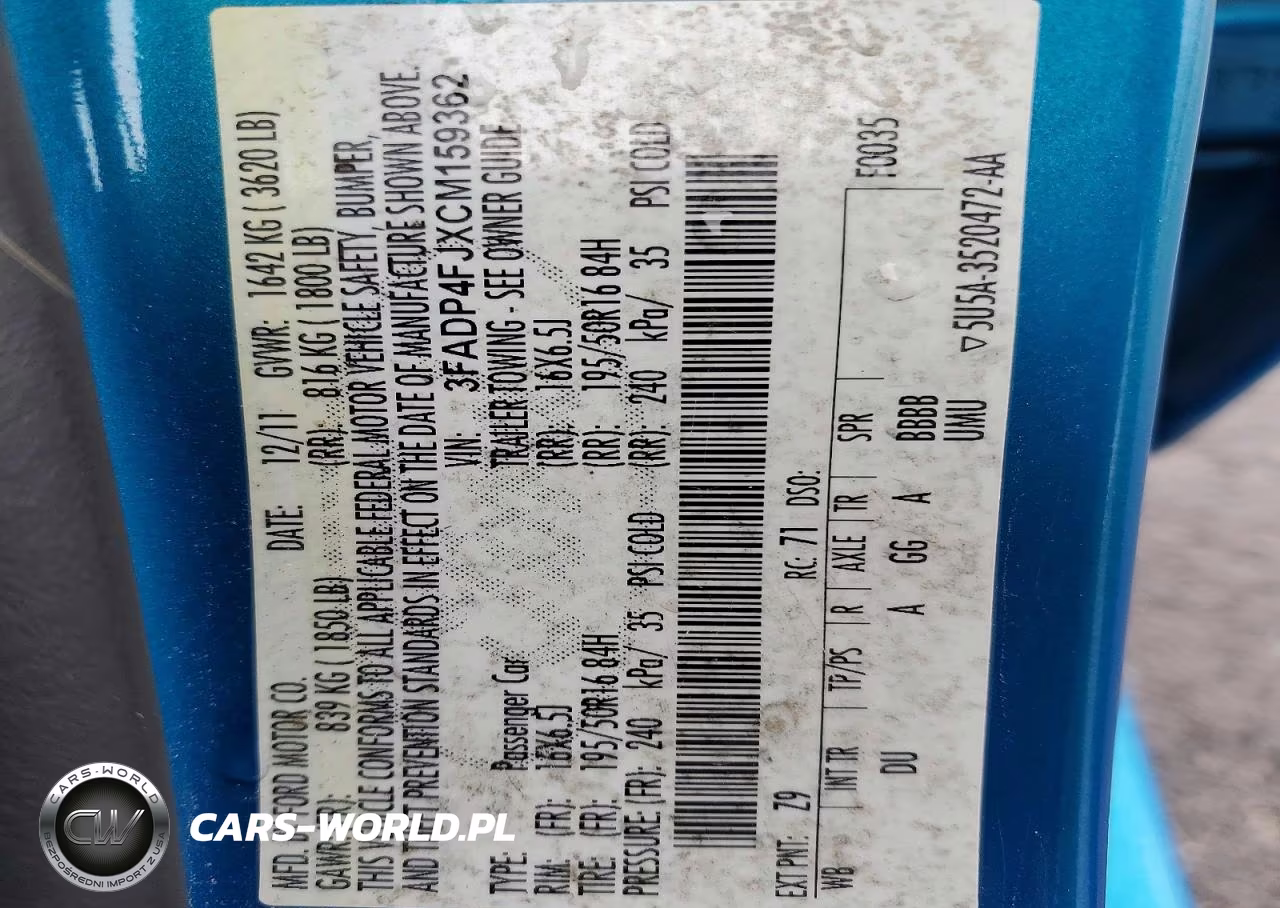 2012 Ford Fiesta Ses VIN:3FADP4FJXCM159362 - 12