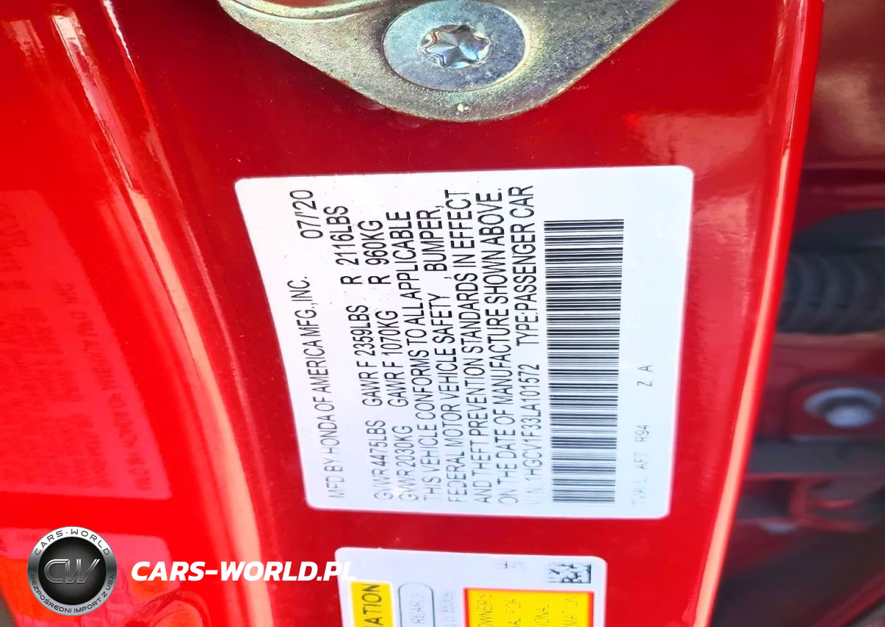2020 Honda Accord Sport VIN:1HGCV1F33LA101572 - 12