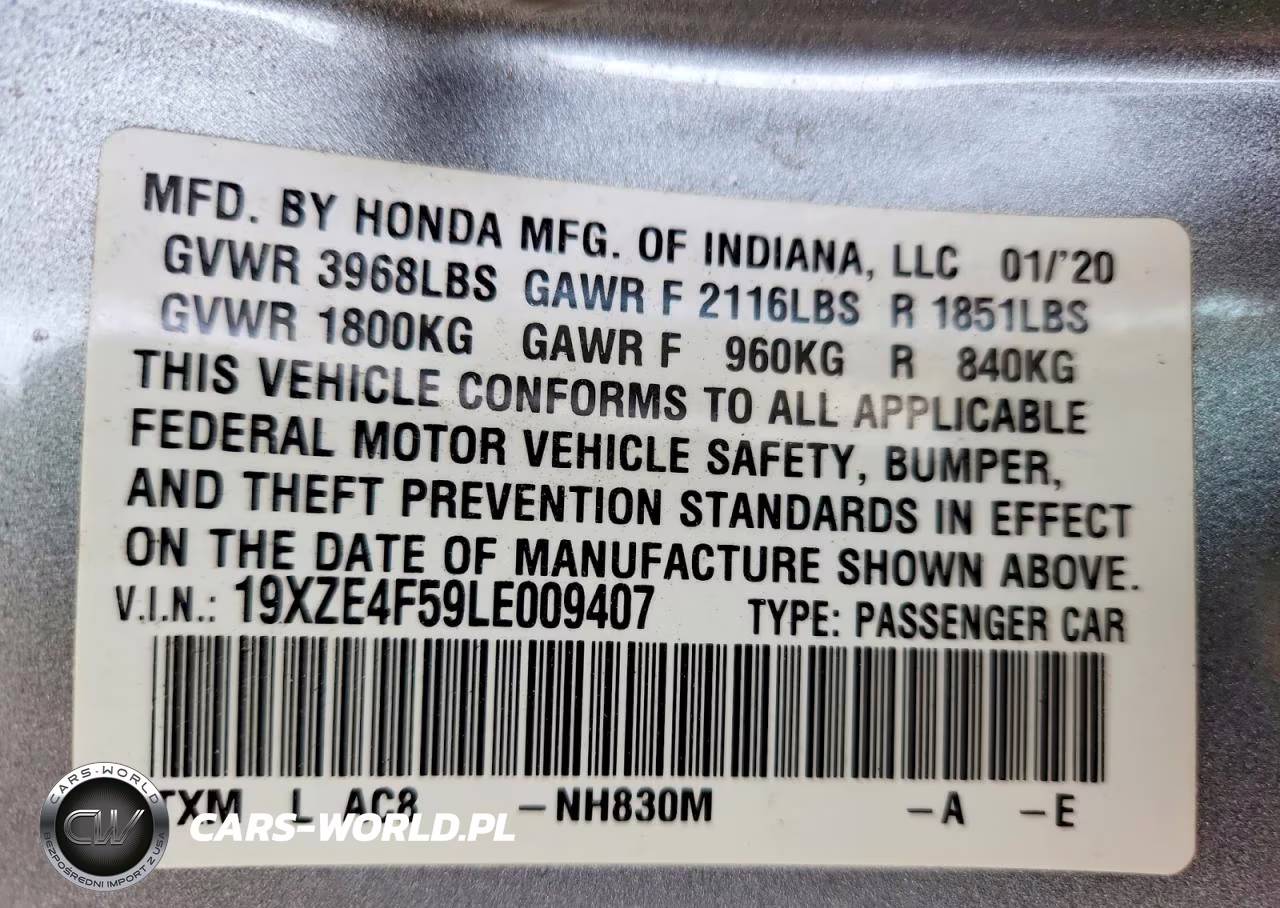 2020 Honda Insight Ex VIN:19XZE4F59LE009407 - 12