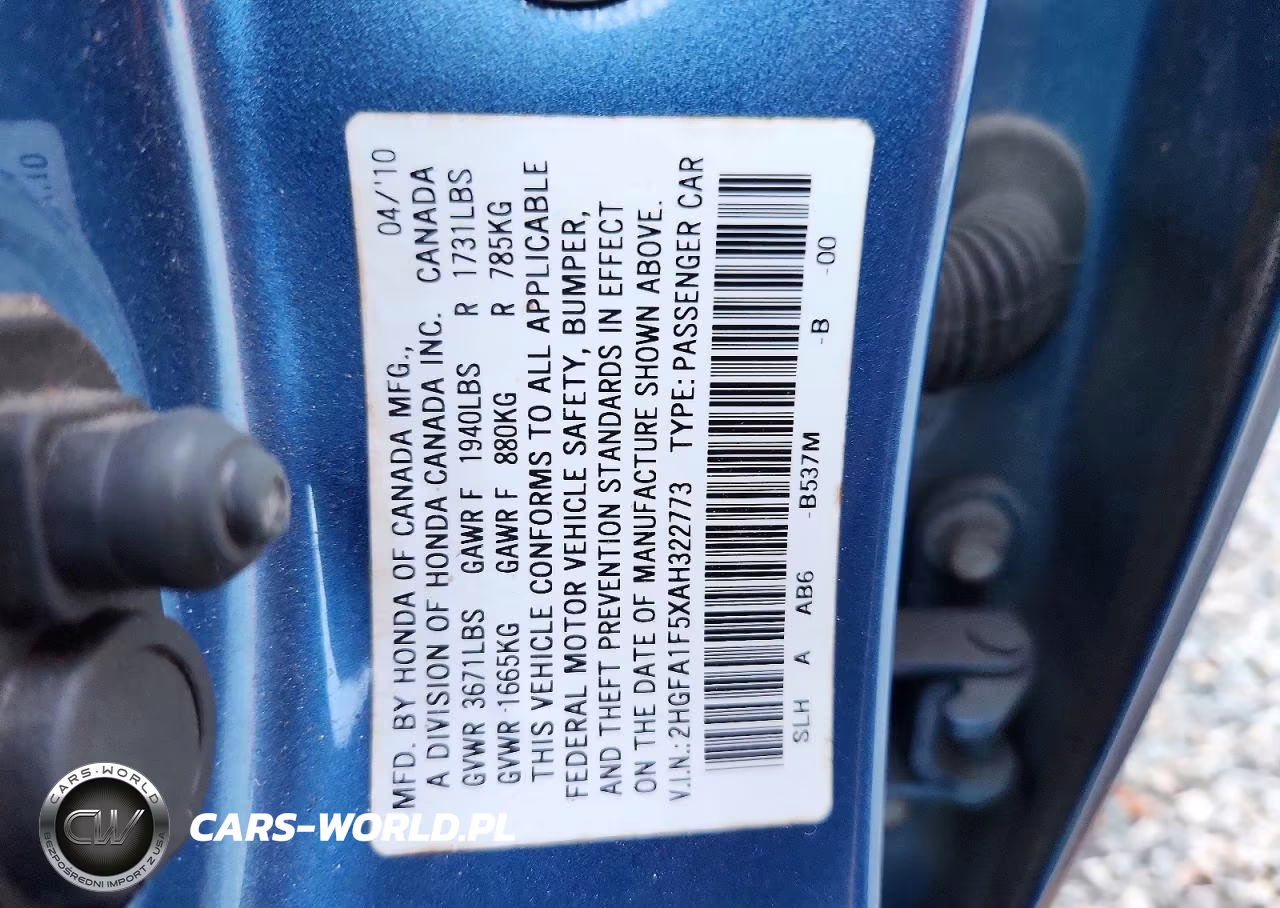 2010 Honda Civic Lx VIN:2HGFA1F5XAH322773 - 12