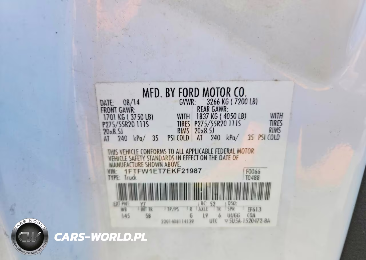2014 Ford F150 Supercrew VIN:1FTFW1ET7EKF21987 - 13