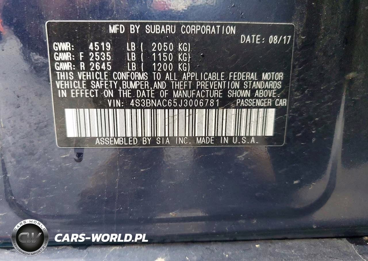 2018 Subaru Legacy 2.5I Premium VIN:4S3BNAC65J3006781 - 12
