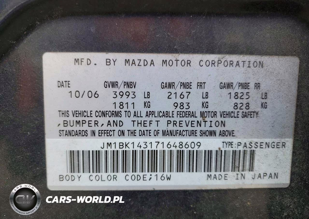 2007 Mazda 3 Hatchback VIN:JM1BK143171648609 - 12