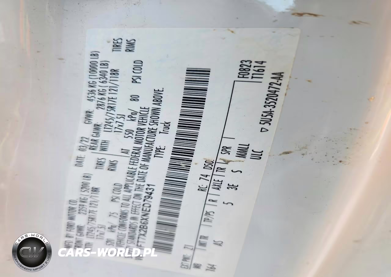 2022 Ford F250 Super Duty VIN:1FT7X2B6XNED79431 - 12