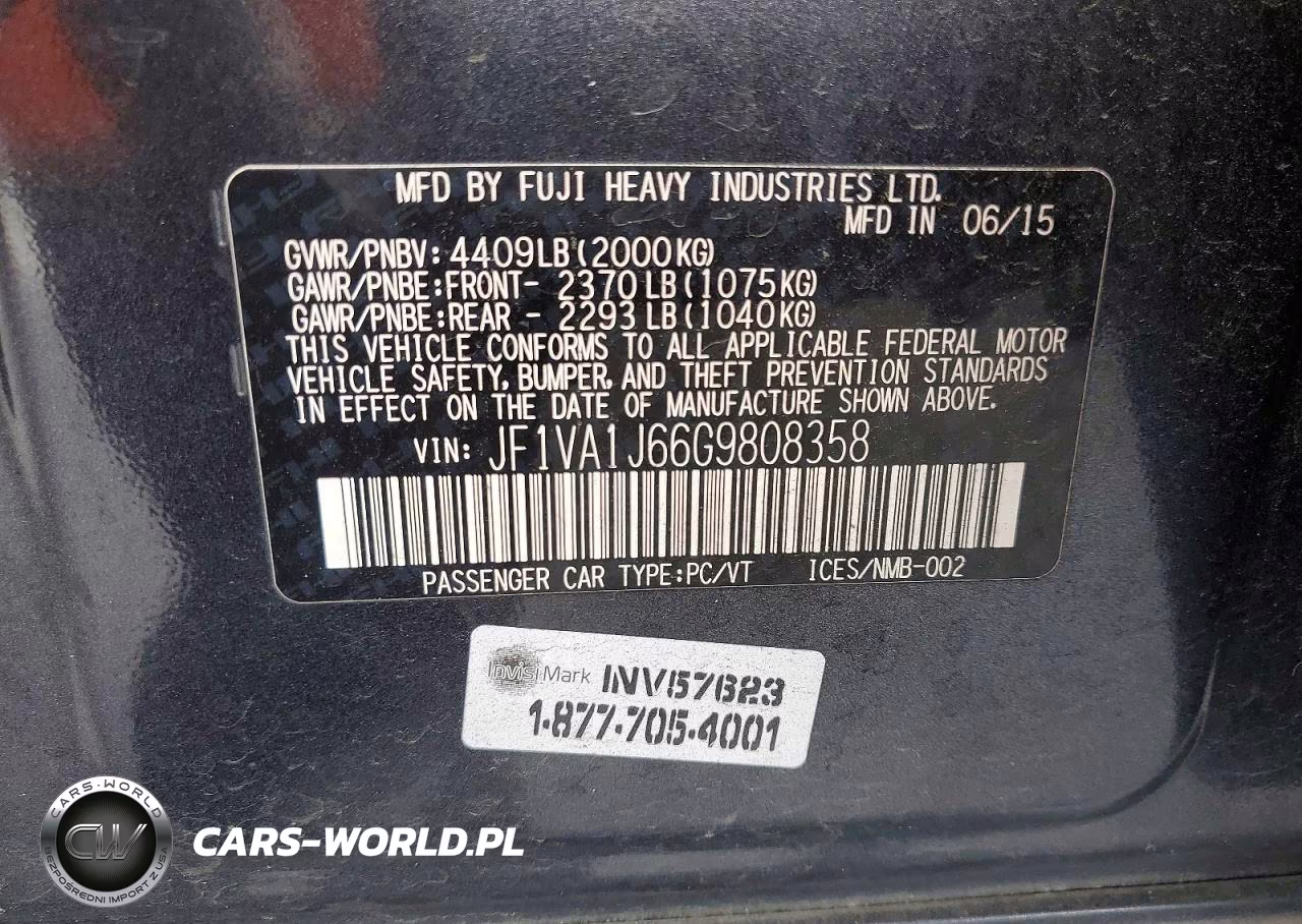 2016 Subaru Wrx Limited VIN:JF1VA1J66G9808358 - 12