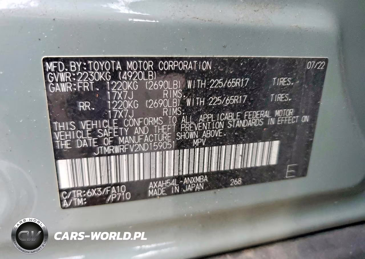 2022 Toyota Rav4 Hybrid Xle VIN:JTMRWRFV2ND159051 - 13