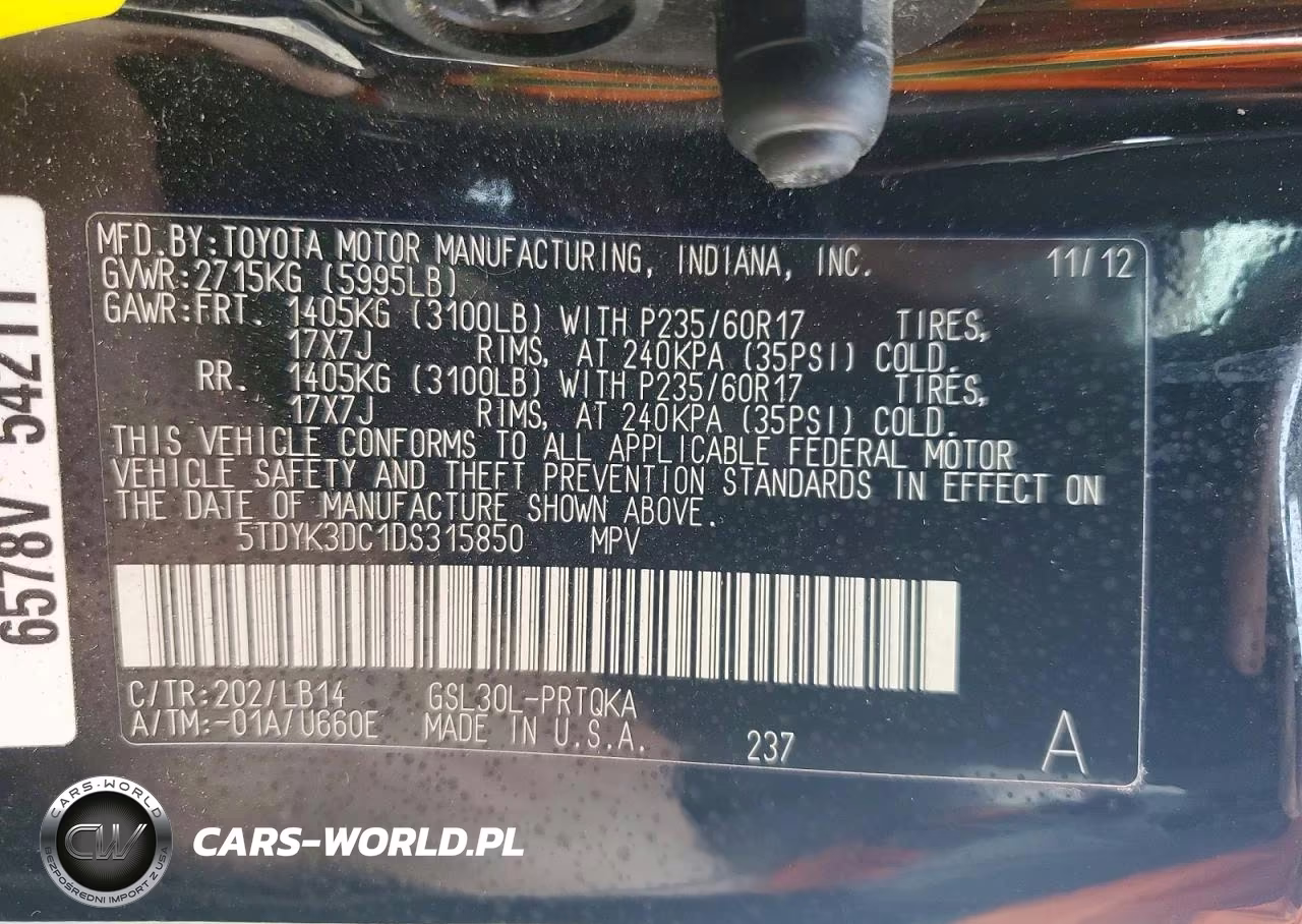 2013 Toyota Sienna Xle 8-Passenger VIN:5TDYK3DC1DS315850 - 13