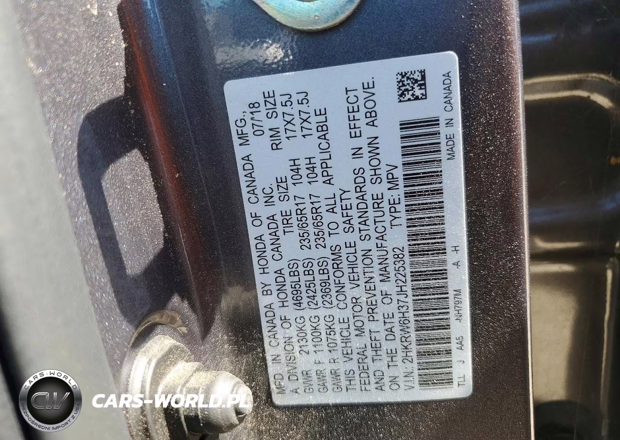 2018 Honda Cr-V Lx VIN:2HKRW6H37JH225382 - 13