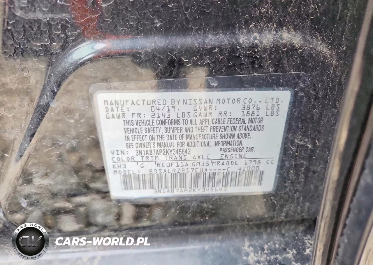 2019 Nissan Sentra Sr VIN:3N1AB7AP2KY345643 - 12