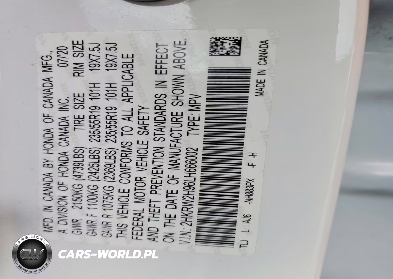 2020 Honda Cr-V Touring VIN:2HKRW2H96LH666002 - 13