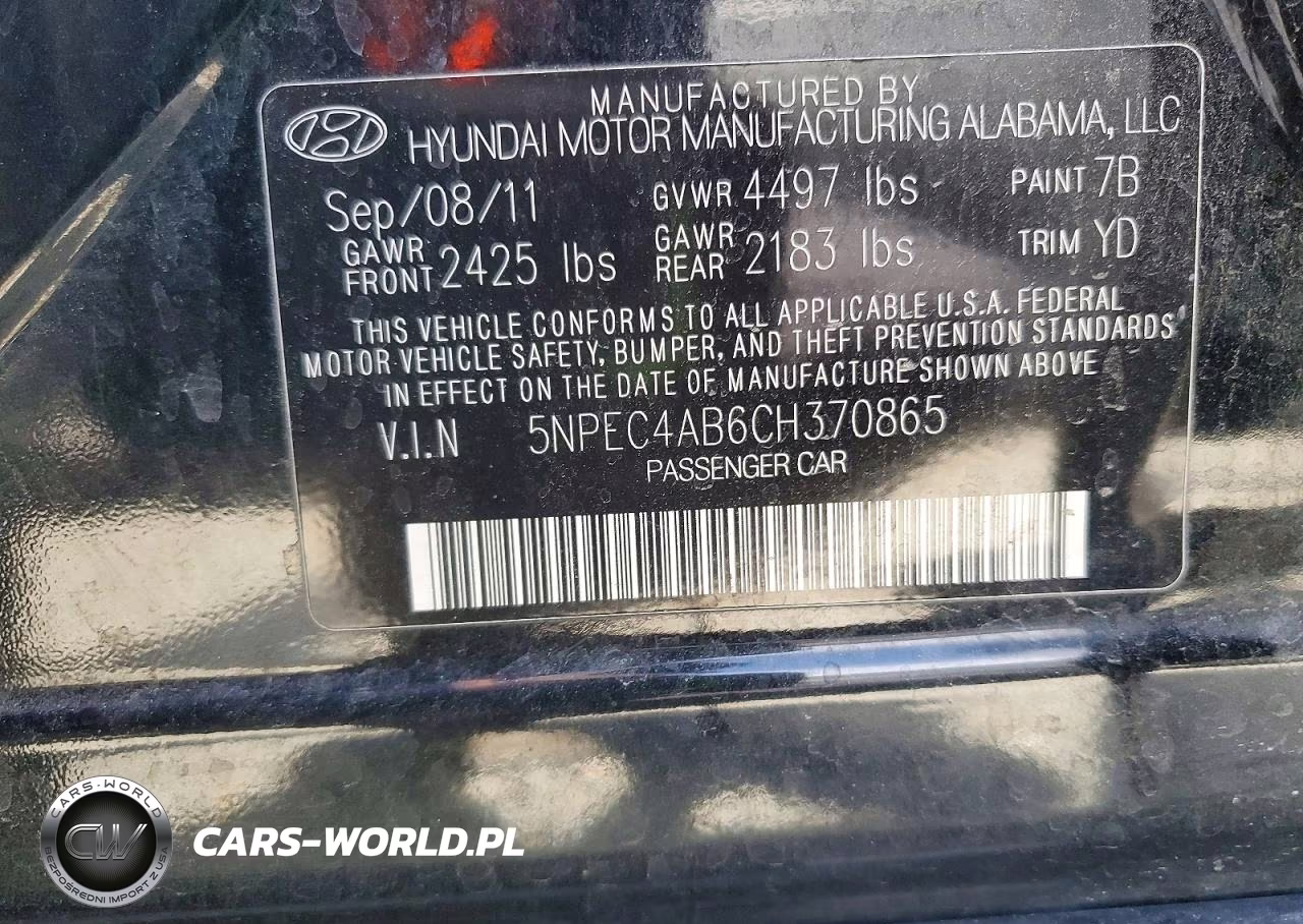 2012 Hyundai Sonata Limited 2.0T VIN:5NPEC4AB6CH370865 - 12