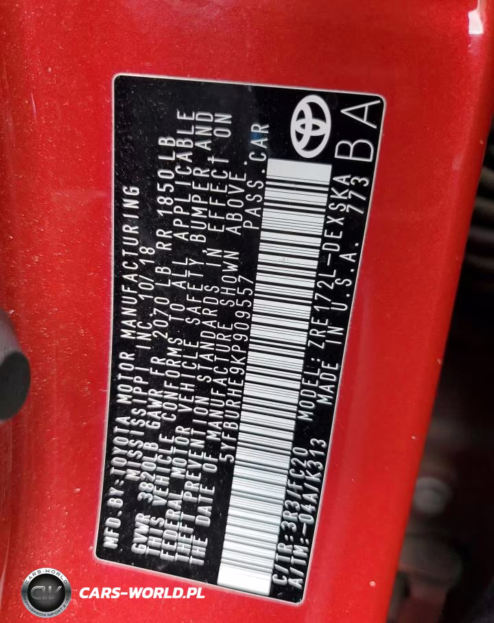 2019 Toyota Corolla Se VIN:5YFBURHE9KP909557 - 12