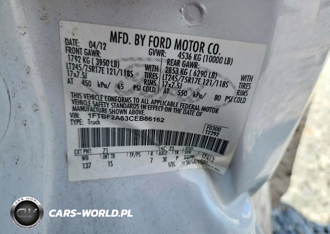 2012 Ford F250 Super Duty Utility - Service Truck VIN:1FTBF2A63CEB86162 - 12