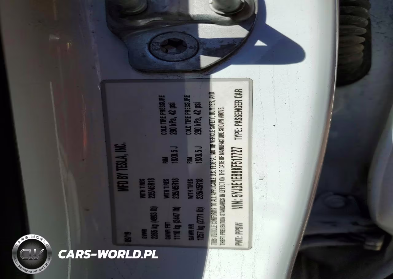 2019 Tesla Model 3 VIN:5YJ3E1EB8KF517727 - 12