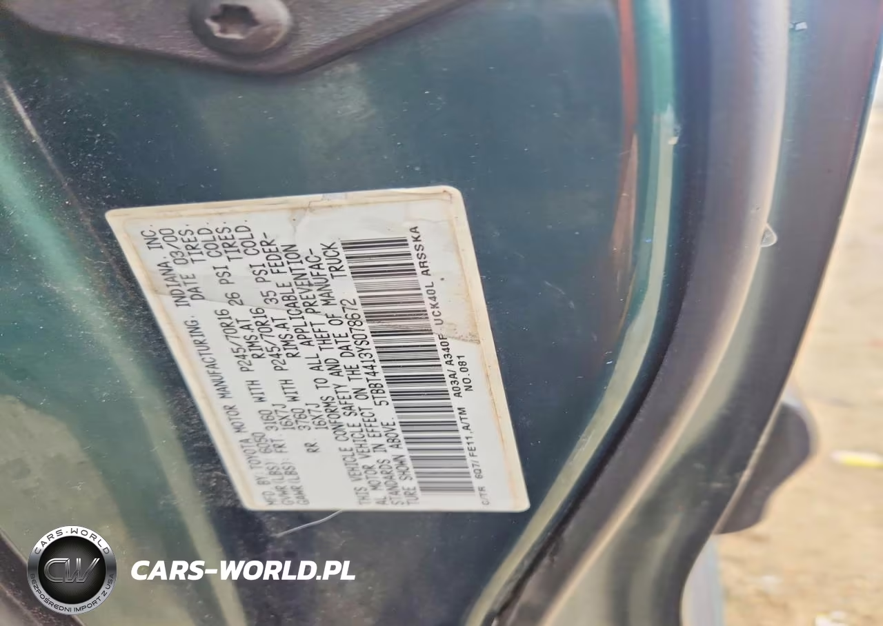 2000 Toyota Tundra Sr5 VIN:5TBBT4413YS078672 - 12