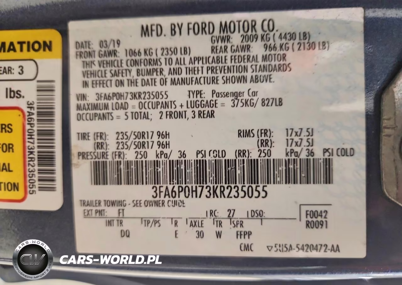 2019 Ford Fusion Se VIN:3FA6P0H73KR235055 - 12