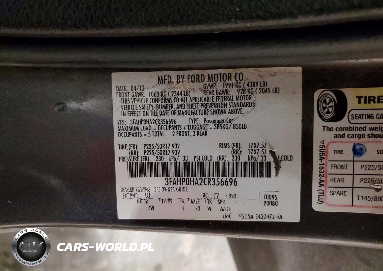 2012 Ford Fusion Se VIN:3FAHP0HA2CR356696 - 12