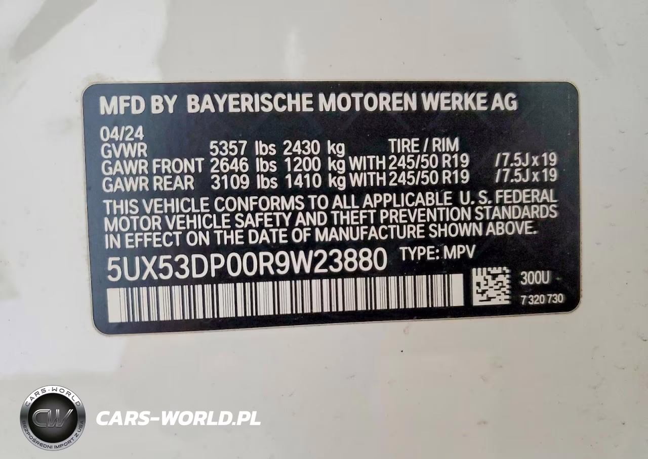 2024 BMW X3 xDrive30I VIN:5UX53DP00R9W23880 - 13
