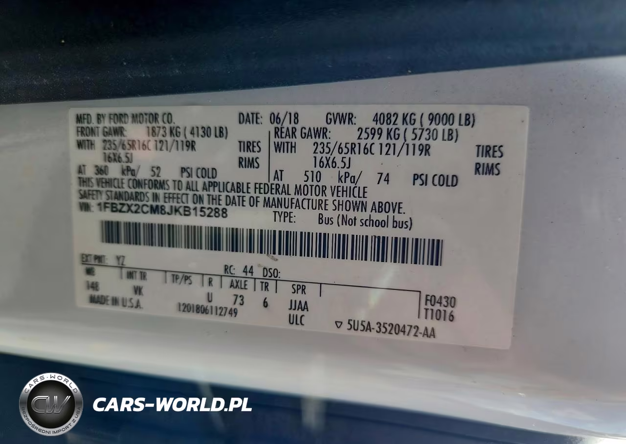 2018 Ford Transit T-350 VIN:1FBZX2CM8JKB15288 - 14