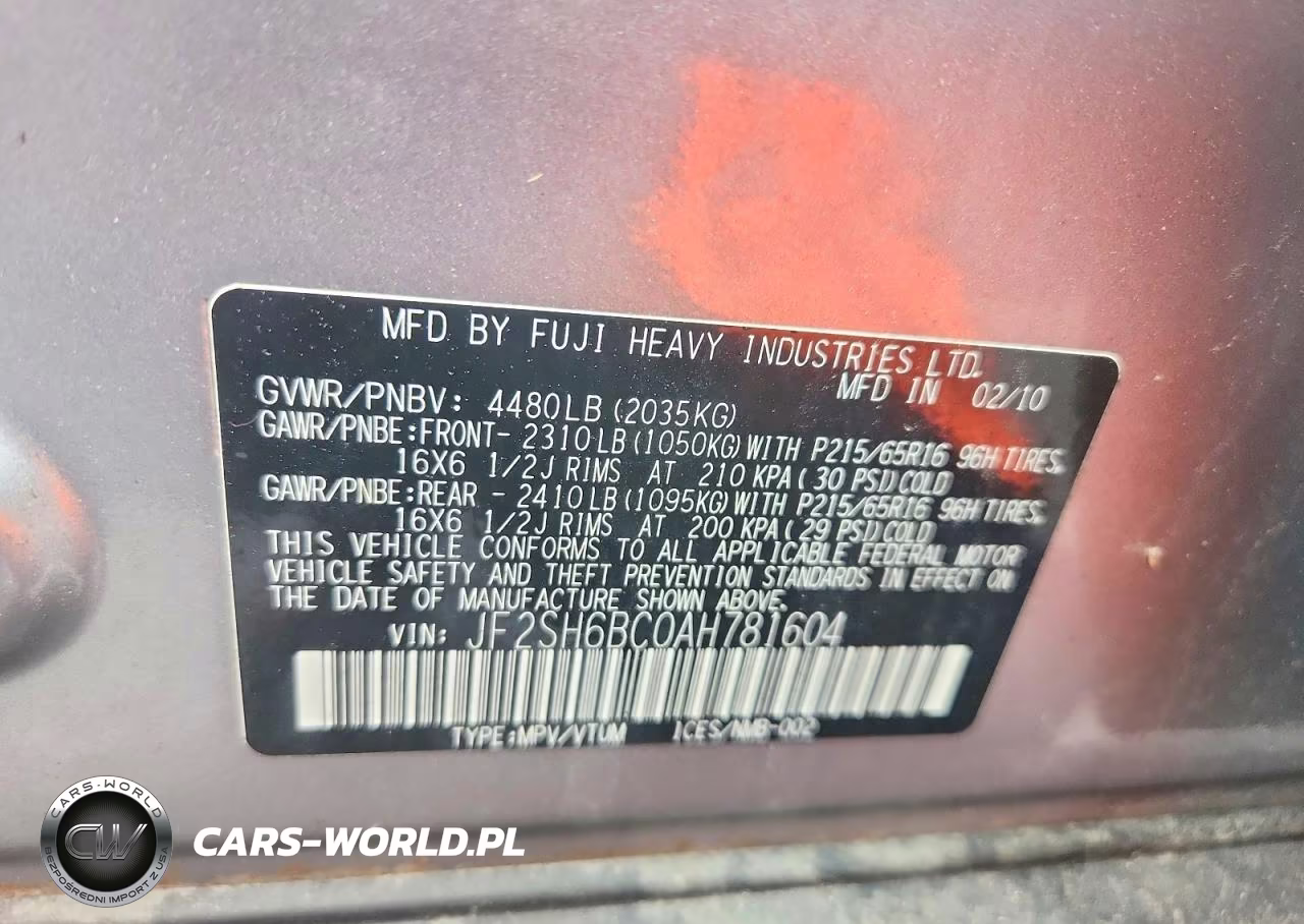 2010 Suba Forester VIN:JF2SH6BC0AH781604 - 13