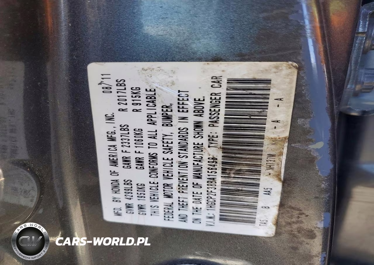 2011 Honda Accord Lx VIN:1HGCP2F38BA156498 - 12
