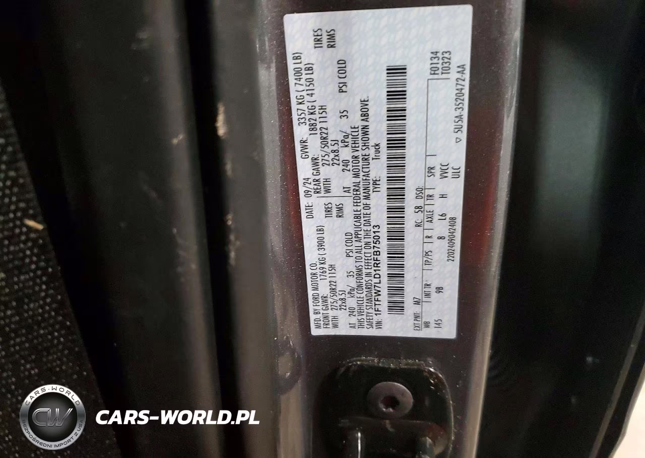 2024 Ford F150 Platinum VIN:1FTFW7LD1RFB75013 - 12