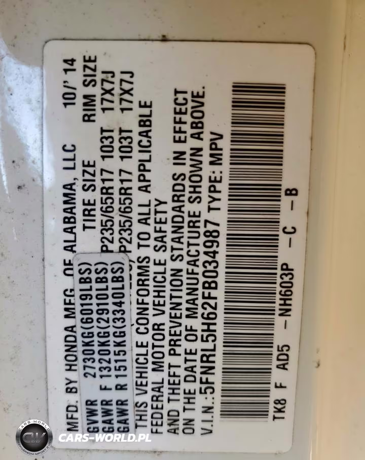2015 Honda Odyssey Exl VIN:5FNRL5H62FB034987 - 13