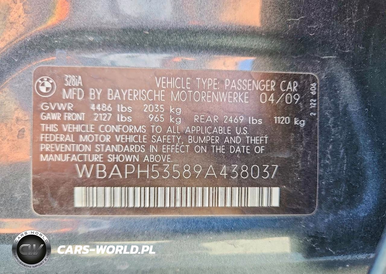 2009 BMW 328 I Sulev VIN:WBAPH53589A438037 - 12