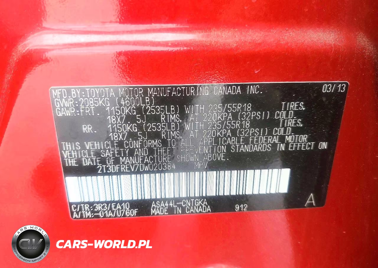 2013 Toyota Rav4 Limited VIN:2T3DFREV7DW020384 - 13