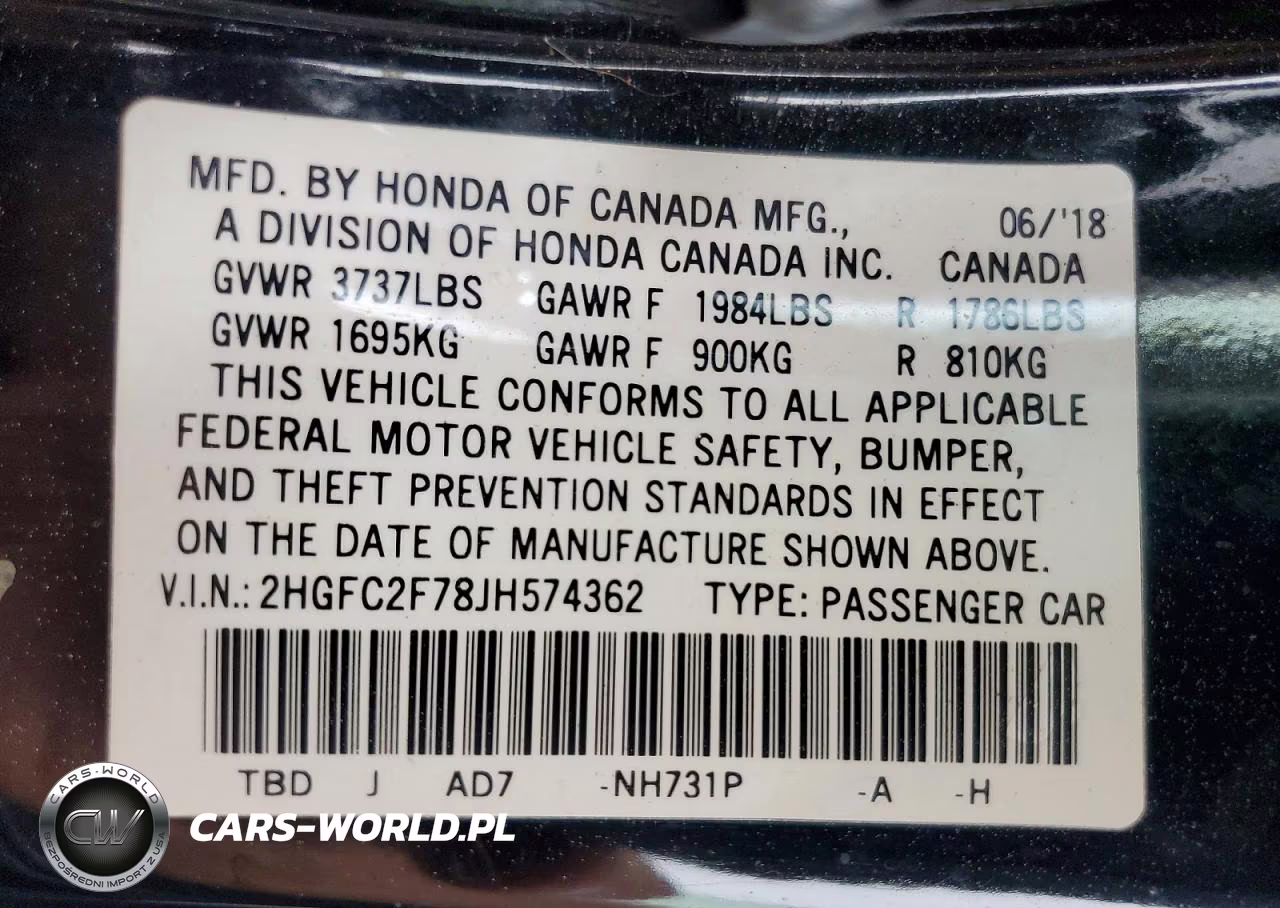 2018 Honda Civic Ex VIN:2HGFC2F78JH574362 - 12