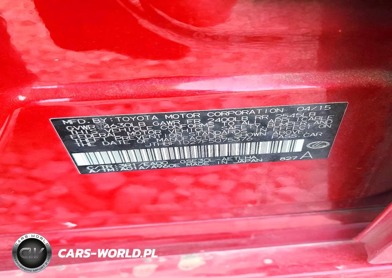 2015 Lexus Is 250 Base VIN:JTHBF1D27F5075376 - 12