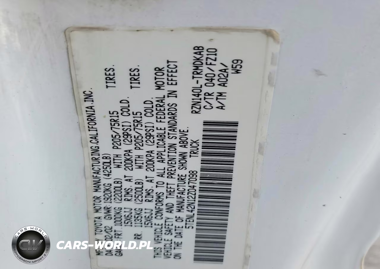 2002 Toyota Tacoma VIN:5TENL42N12Z047098 - 13