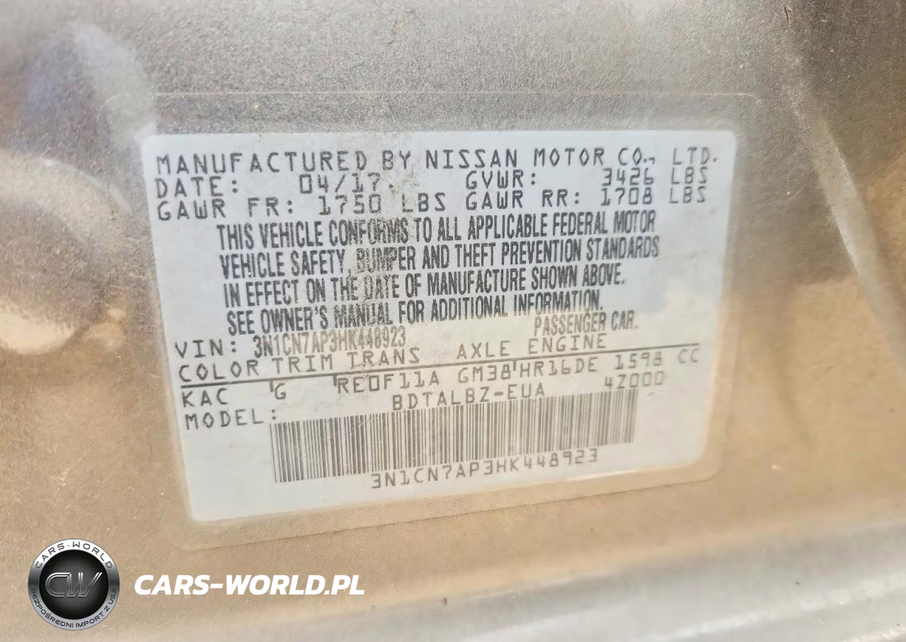 2017 Nissan Versa 1.6 Sv VIN:3N1CN7AP3HK448923 - 13