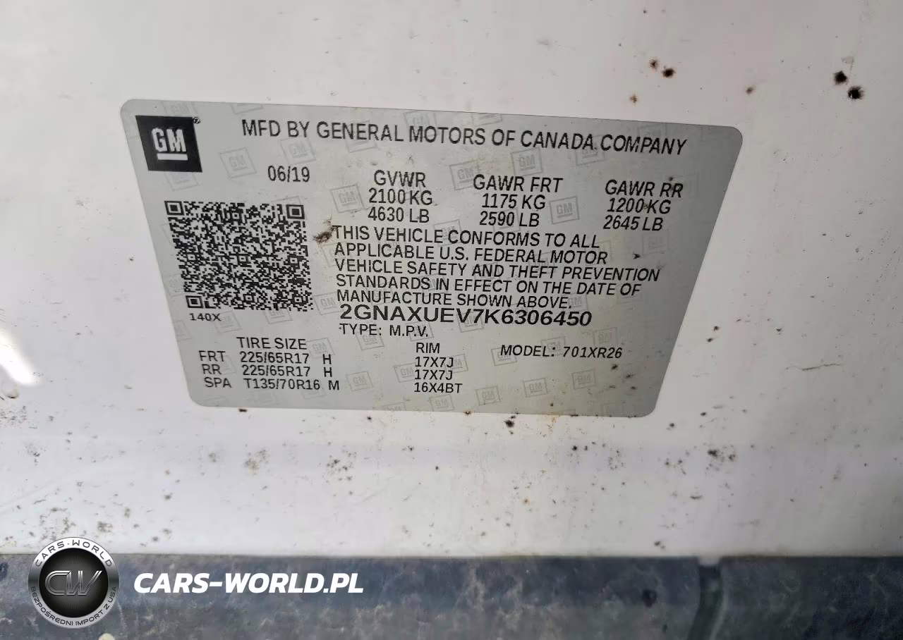 2019 Chevrolet Equinox Lt VIN:2GNAXUEV7K6306450 - 14