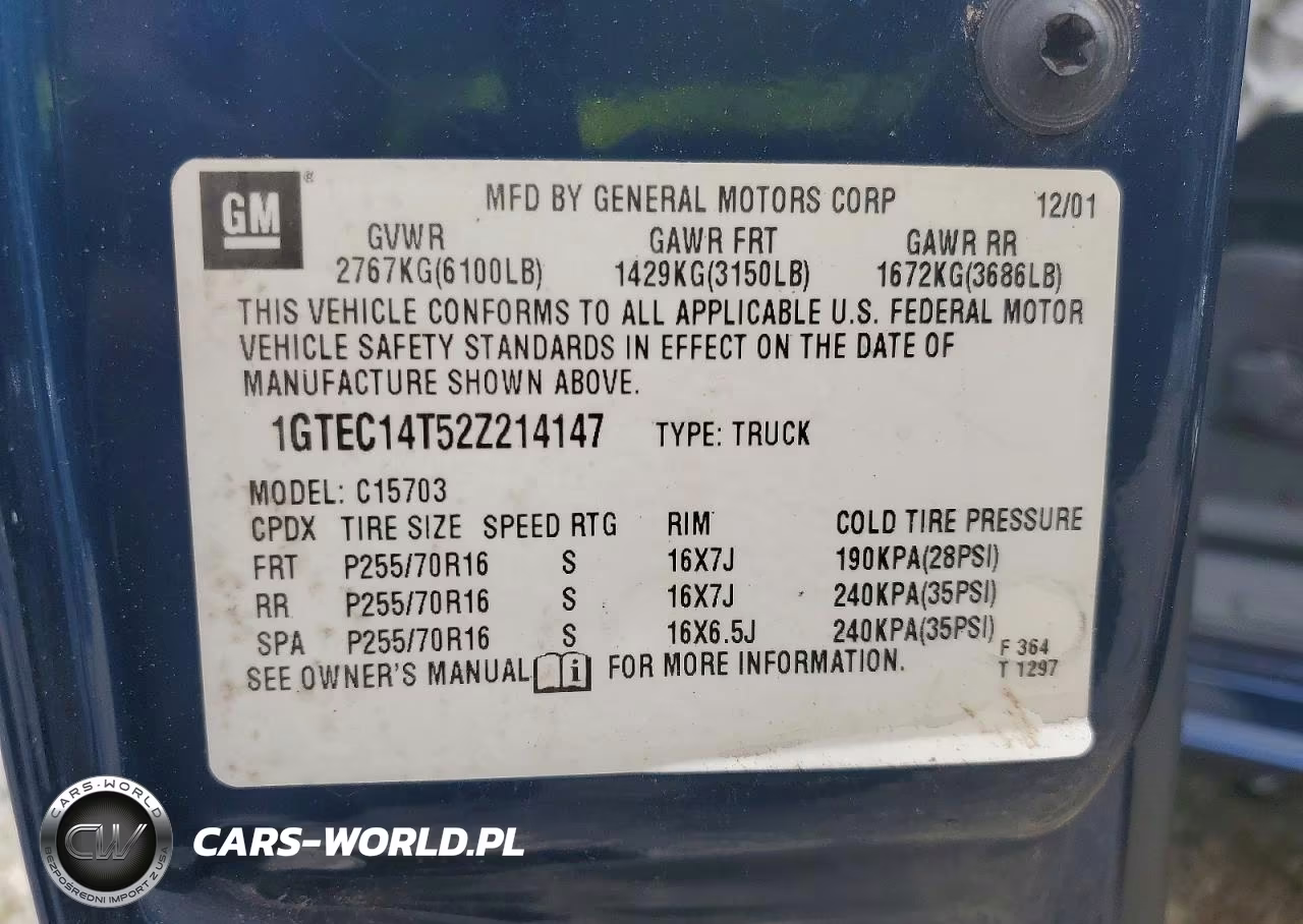 2002 GMC New Sierra C1500 VIN:1GTEC14T52Z214147 - 13