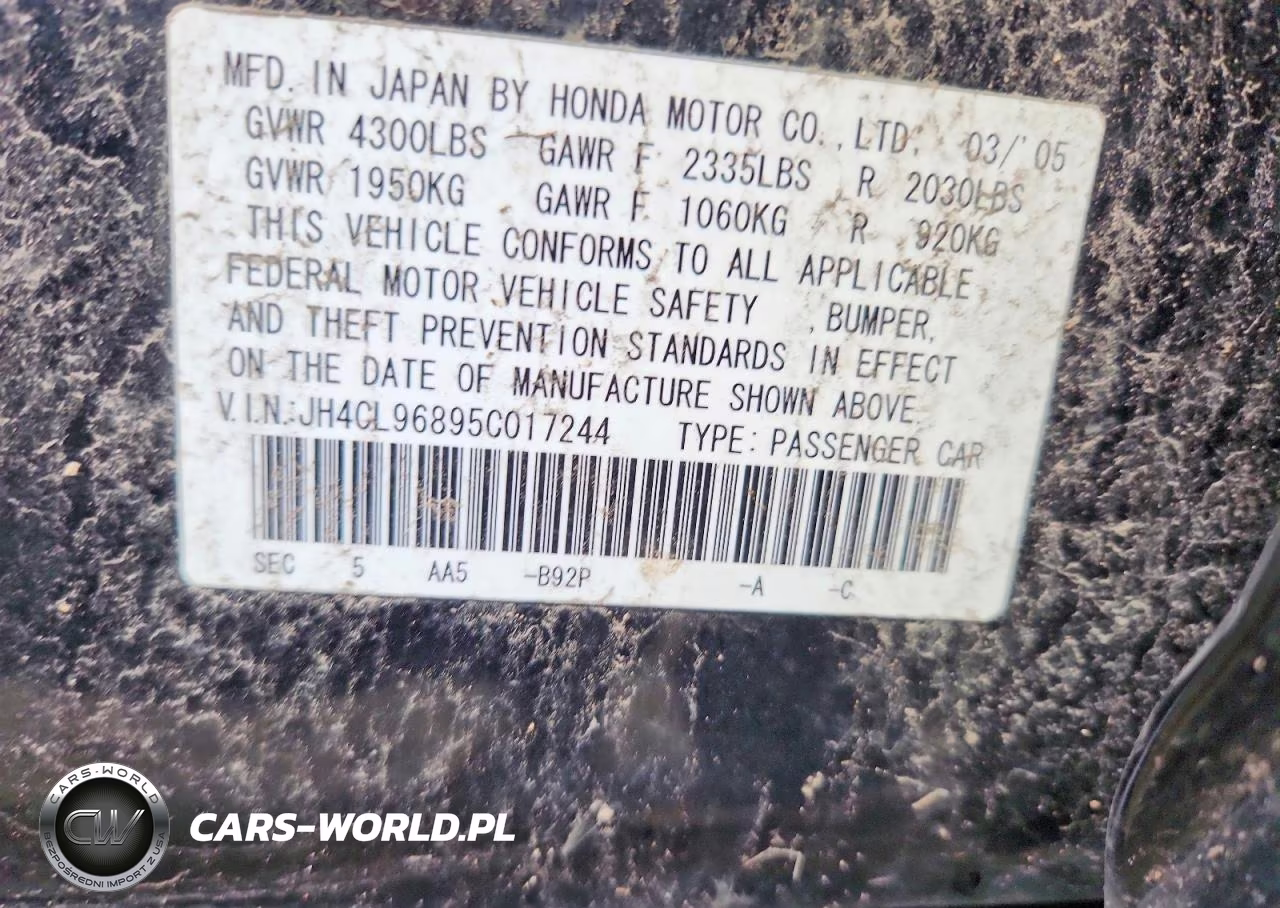 2005 Acura Tsx VIN:JH4CL96895C017244 - 12