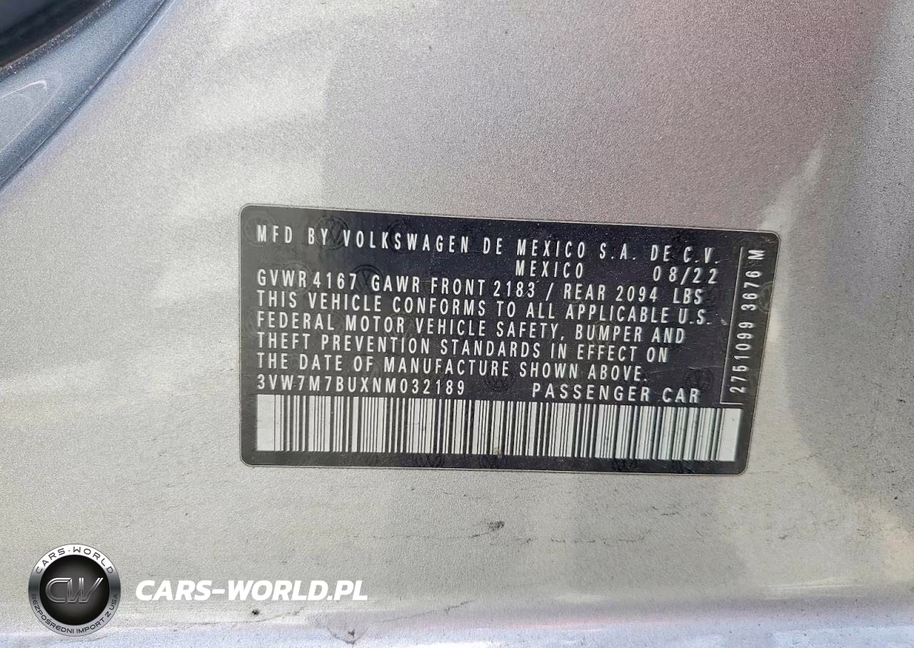 2022 Volkswagen Jetta Se VIN:3VW7M7BUXNM032189 - 12