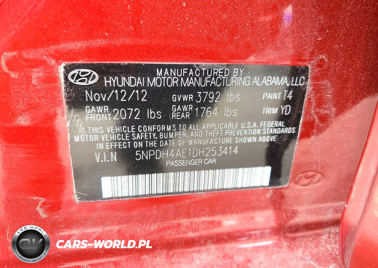 2013 Hyundai Elantra Gls VIN:5NPDH4AE1DH253414 - 13