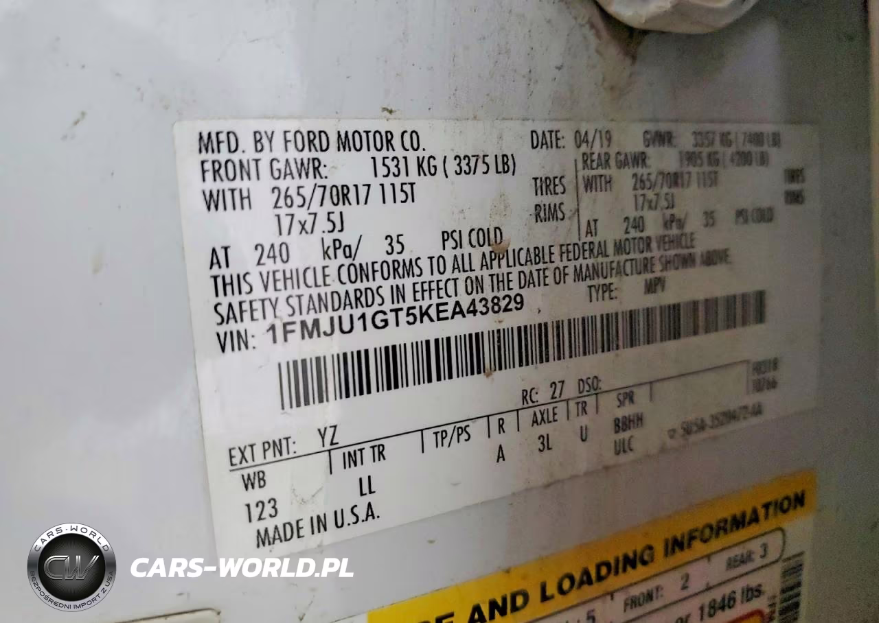 2019 Ford Expedition Xl VIN:1FMJU1GT5KEA43829 - 12